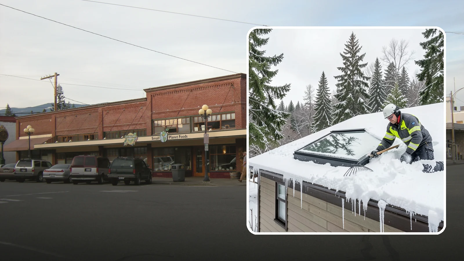 Skylight Snow Removal in Sedro-Woolley, Skagit County, WA - We carefully remove snow from and around skylights to protect the glazing and prevent leaks.