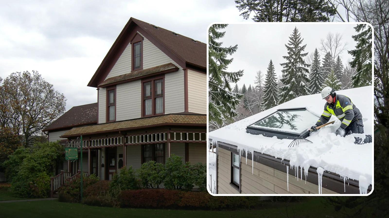 Skylight Snow Removal in Sumner, Pierce County, WA - We carefully remove snow from and around skylights to protect the glazing and prevent leaks.
