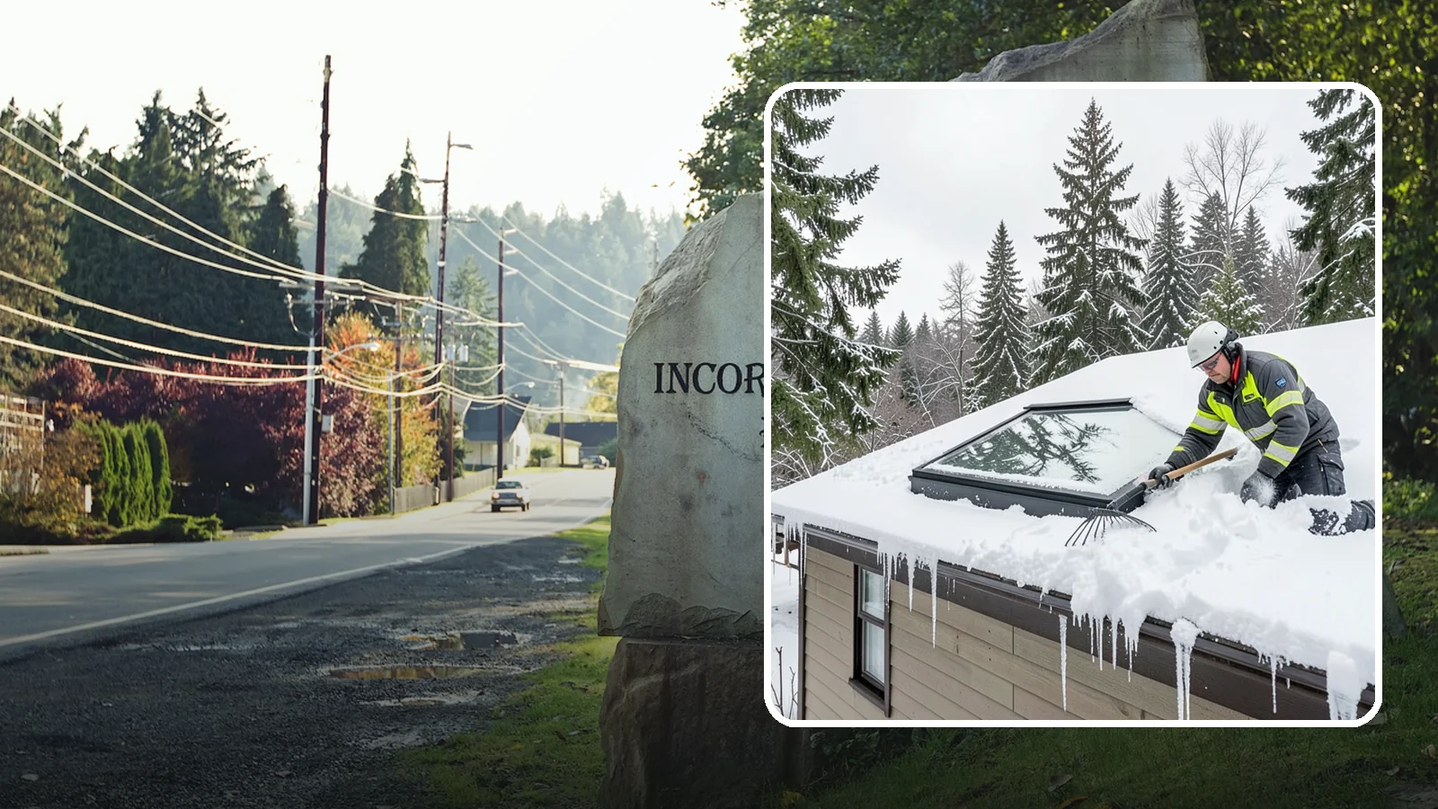 Skylight Snow Removal in Wilkeson, Pierce County, WA - We carefully remove snow from and around skylights to protect the glazing and prevent leaks.