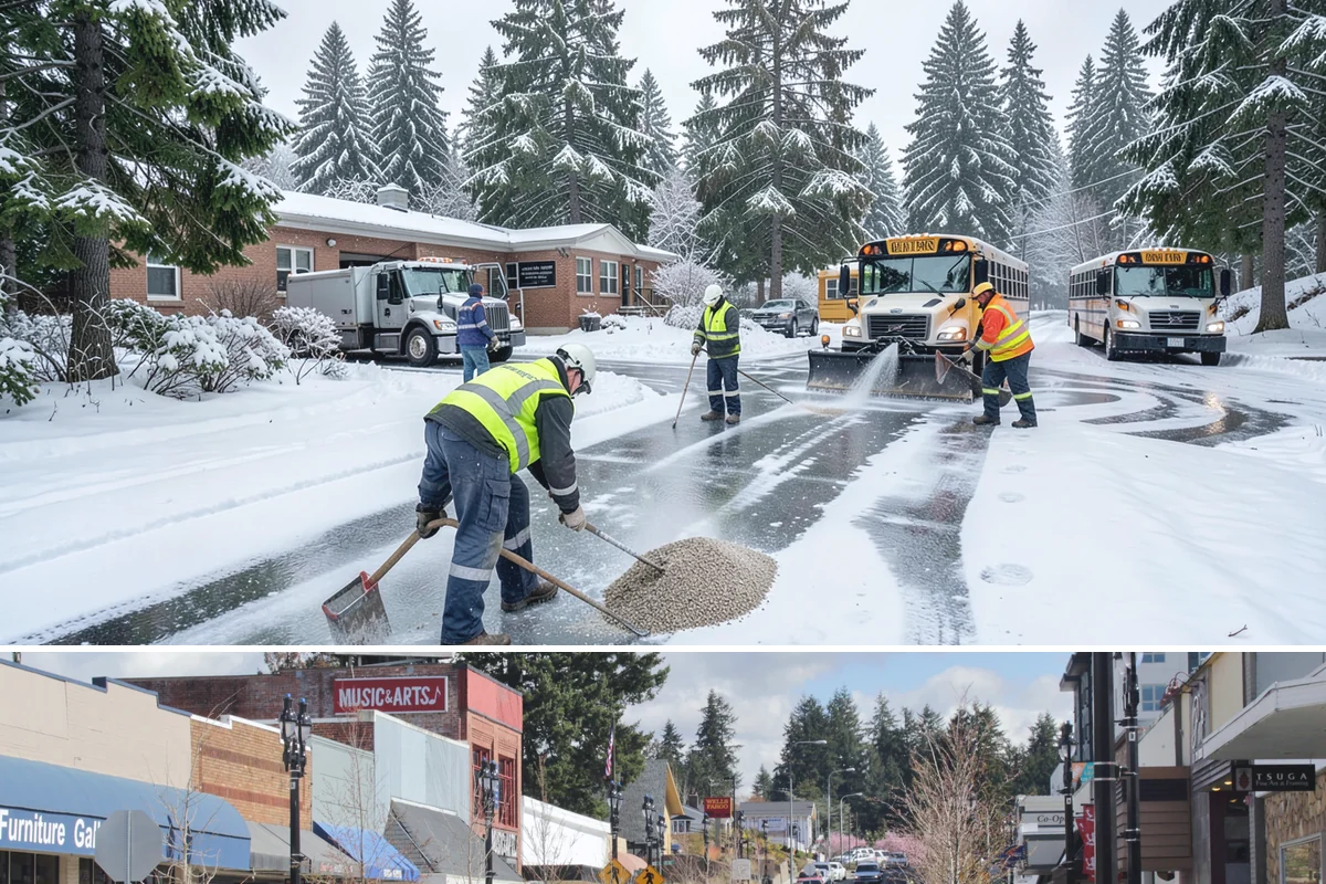 Slip Hazard Treatment in Bothell, King County, WA - Slip hazard treatment is in steady demand from November through February whenever Puget Sound daytime melt refreezes into...