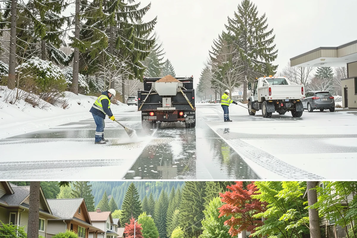 Slip Hazard Treatment in Darrington, Snohomish County, WA - Slip hazard treatment is in steady demand from November through February whenever Puget Sound daytime melt refreezes into...