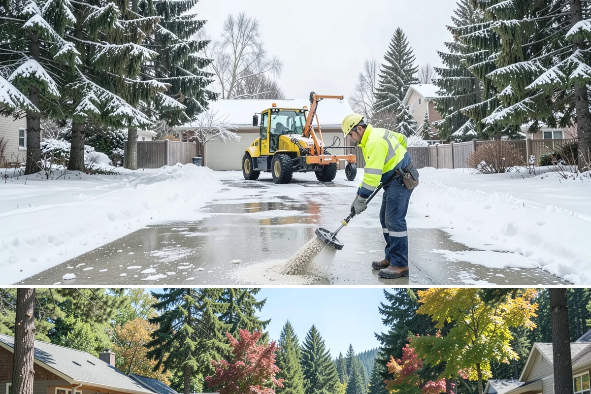 Slip Hazard Treatment in Orting, Pierce County, WA - Slip hazard treatment is in steady demand from November through February whenever Puget Sound daytime melt refreezes into...