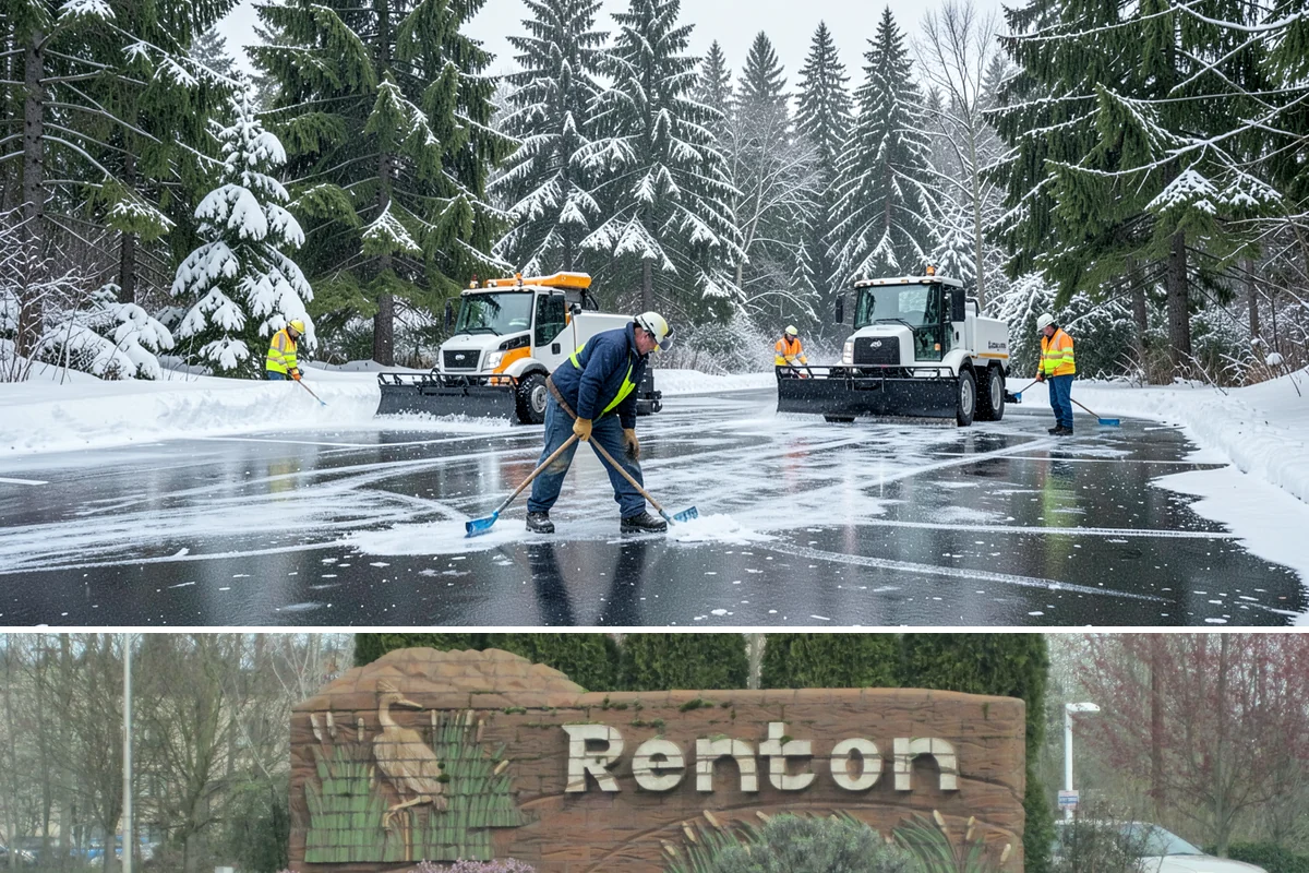 Slip Hazard Treatment in Renton, King County, WA - Slip hazard treatment is in steady demand from November through February whenever Puget Sound daytime melt refreezes into...