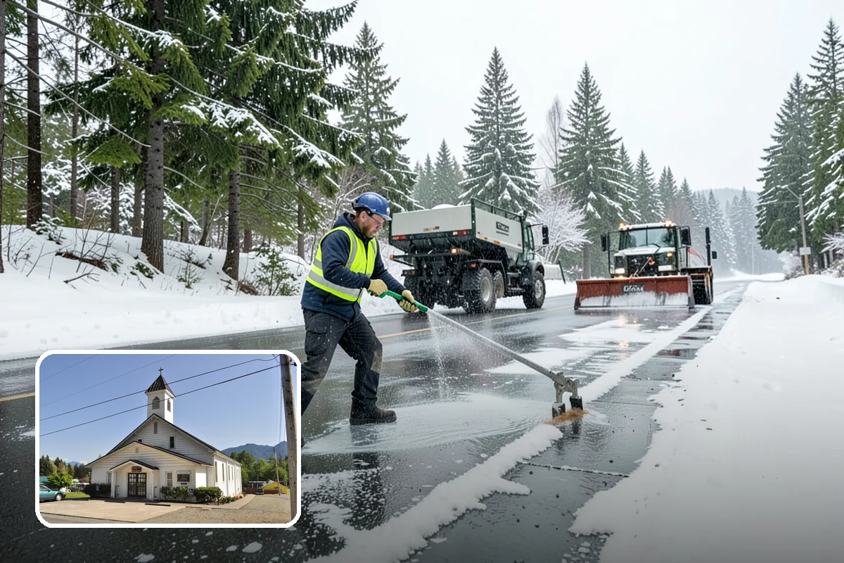 Slush Removal in Concrete, Skagit County, WA - Removal of waterlogged slush before it tracks indoors or refreezes