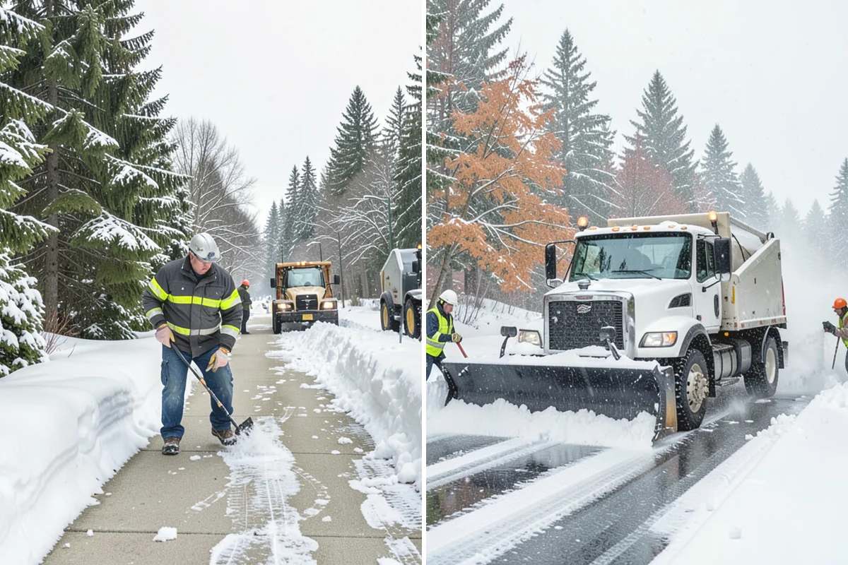 Slush Removal in Covington, King County, WA - Push and scrape slush from drive lanes and walkways