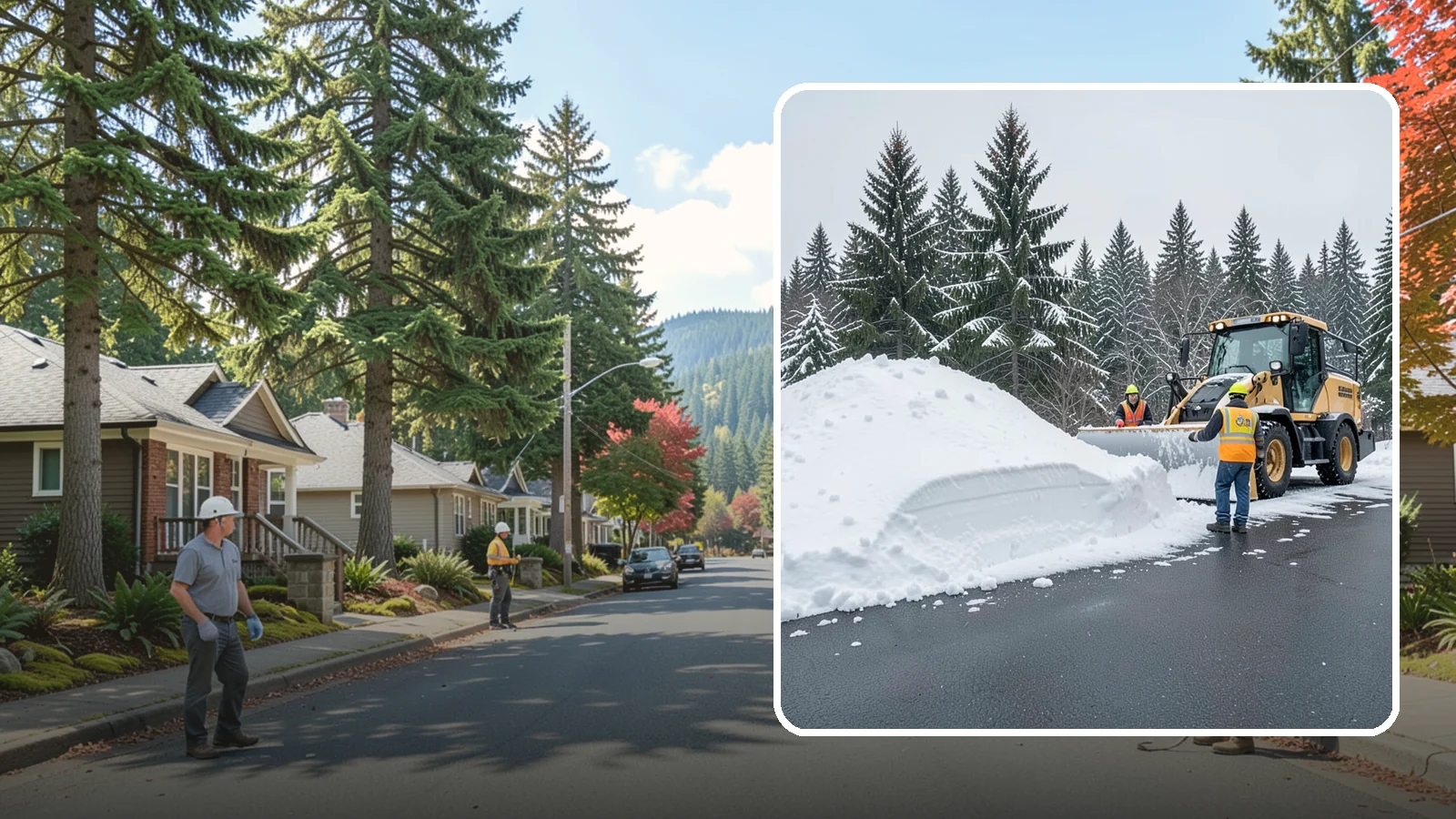Slush Removal in Hunts Point, King County, WA - We remove the messy slush that forms when Western Washington snow meets our marginal freezing temperatures.