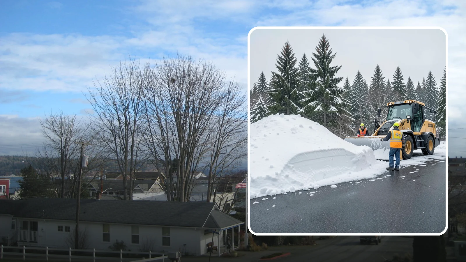 Slush Removal in Langley, Island County, WA - We remove the messy slush that forms when Western Washington snow meets our marginal freezing temperatures.