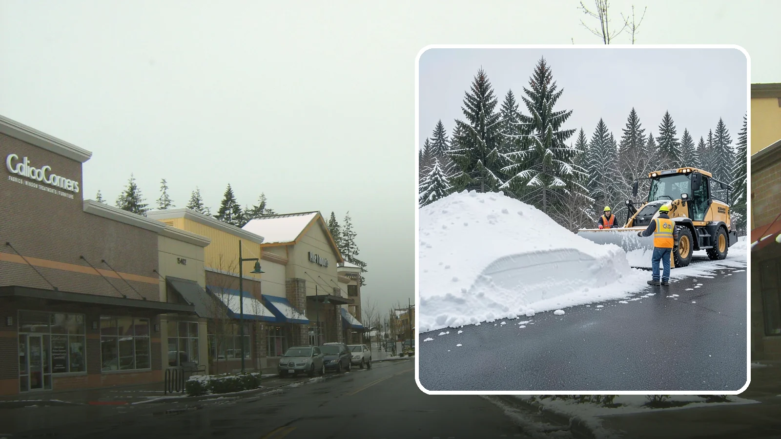 Slush Removal in Mill Creek, Snohomish County, WA - We remove the messy slush that forms when Western Washington snow meets our marginal freezing temperatures.
