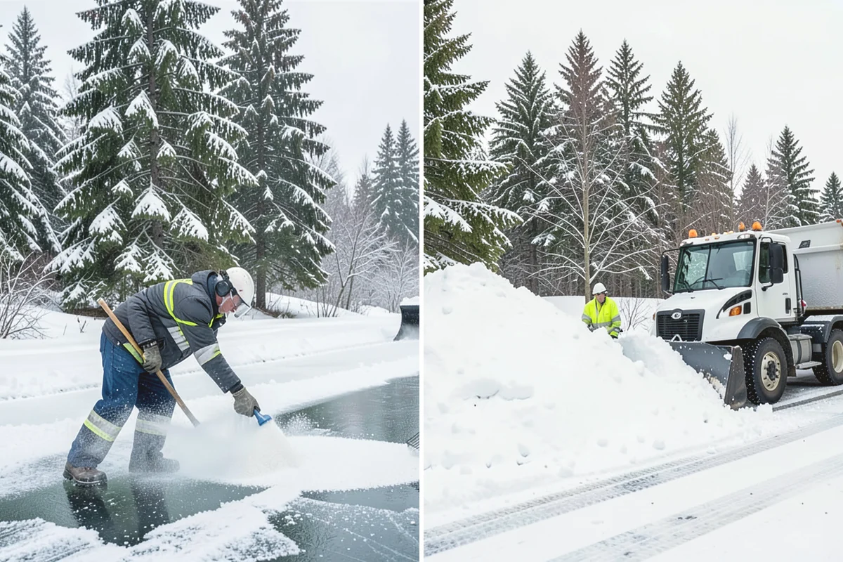 Slush Removal in Mill Creek, Snohomish County, WA - Push and scrape slush from drive lanes and walkways