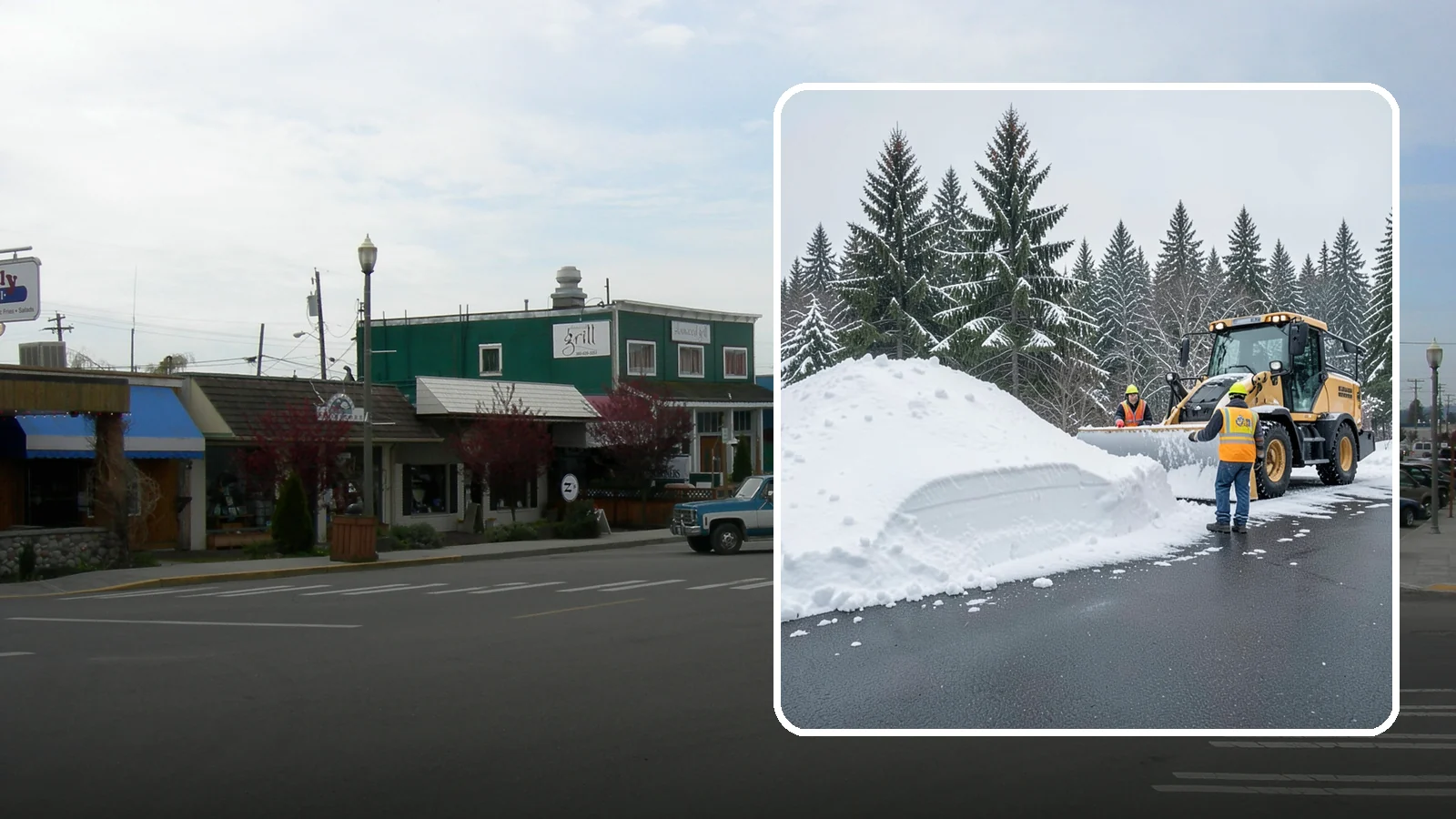 Slush Removal in Stanwood, Snohomish County, WA - We remove the messy slush that forms when Western Washington snow meets our marginal freezing temperatures.