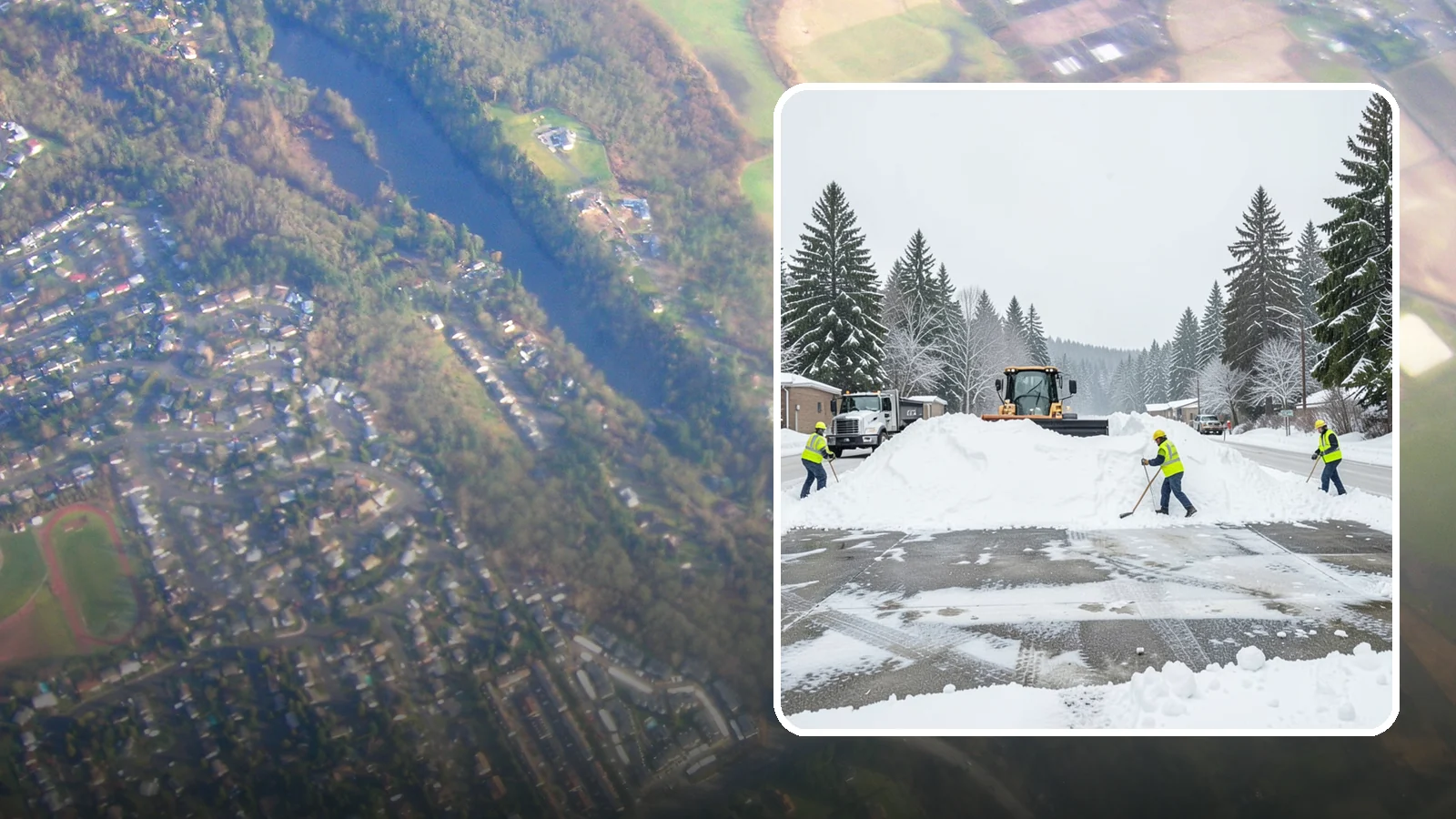 Snow Berm Removal in Algona, King County, WA - We remove the hard snow berms left along lot edges, curbs, and entrances by repeated plowing.