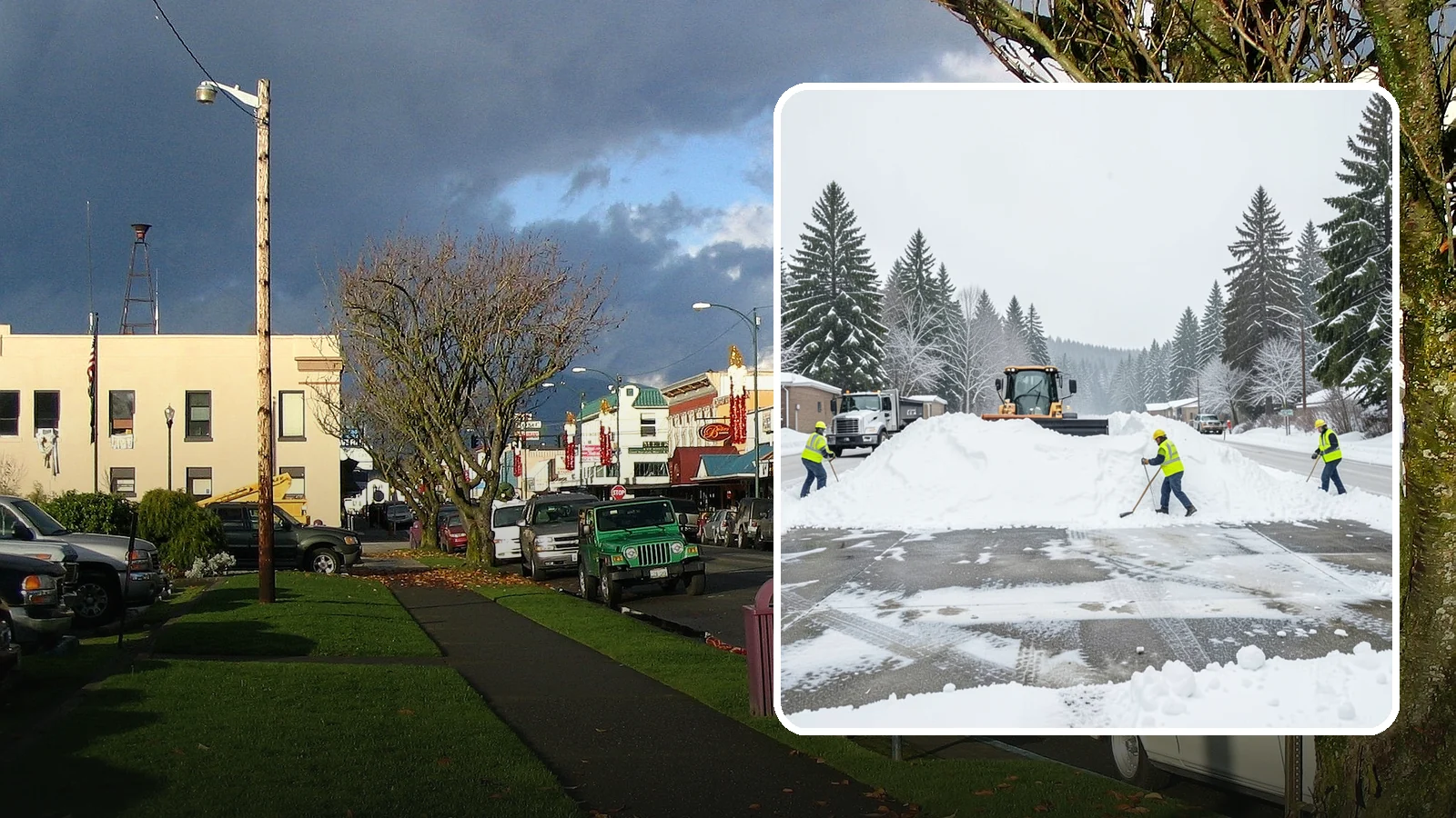 Snow Berm Removal in Arlington, Snohomish County, WA - We remove the hard snow berms left along lot edges, curbs, and entrances by repeated plowing.