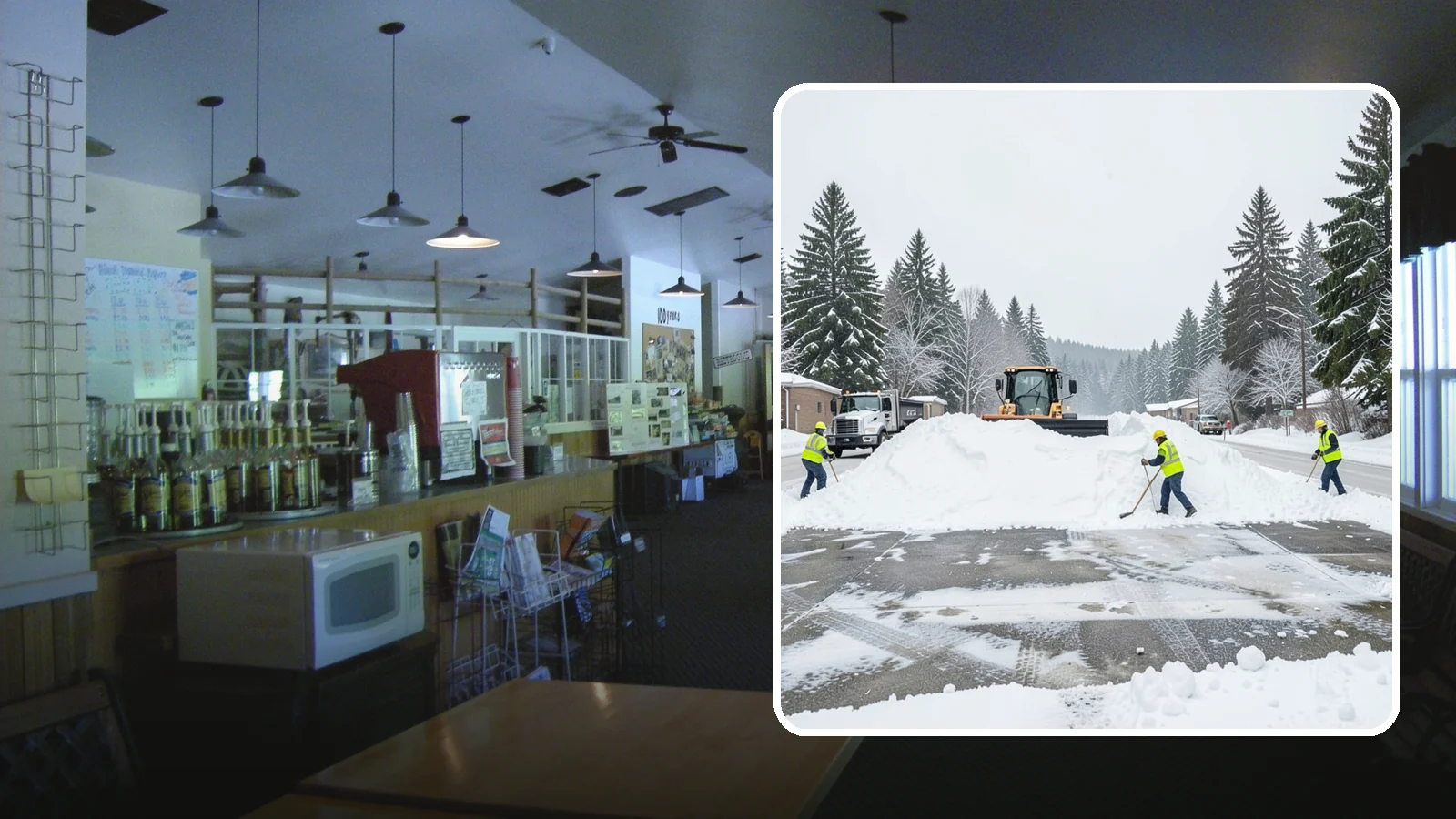 Snow Berm Removal in Black Diamond, King County, WA - We remove the hard snow berms left along lot edges, curbs, and entrances by repeated plowing.