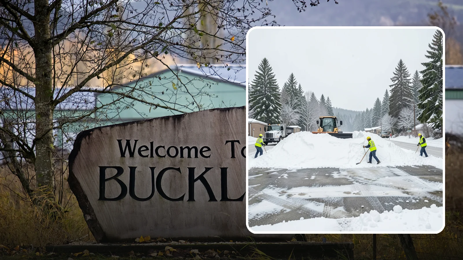 Snow Berm Removal in Buckley, Pierce County, WA - We remove the hard snow berms left along lot edges, curbs, and entrances by repeated plowing.