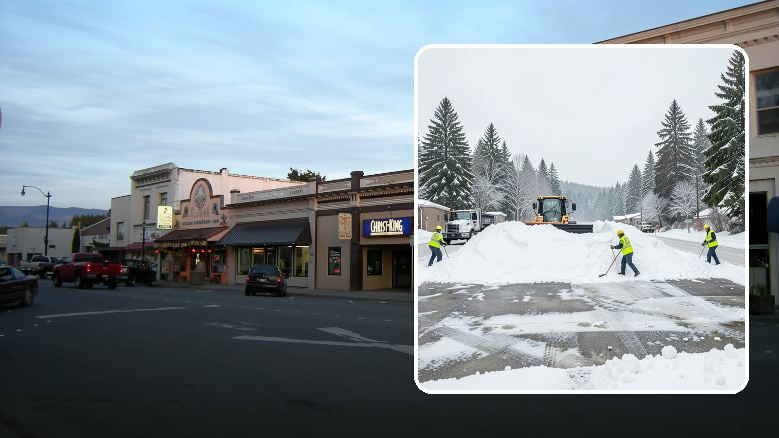 Snow Berm Removal in Burlington, Skagit County, WA - We remove the hard snow berms left along lot edges, curbs, and entrances by repeated plowing.