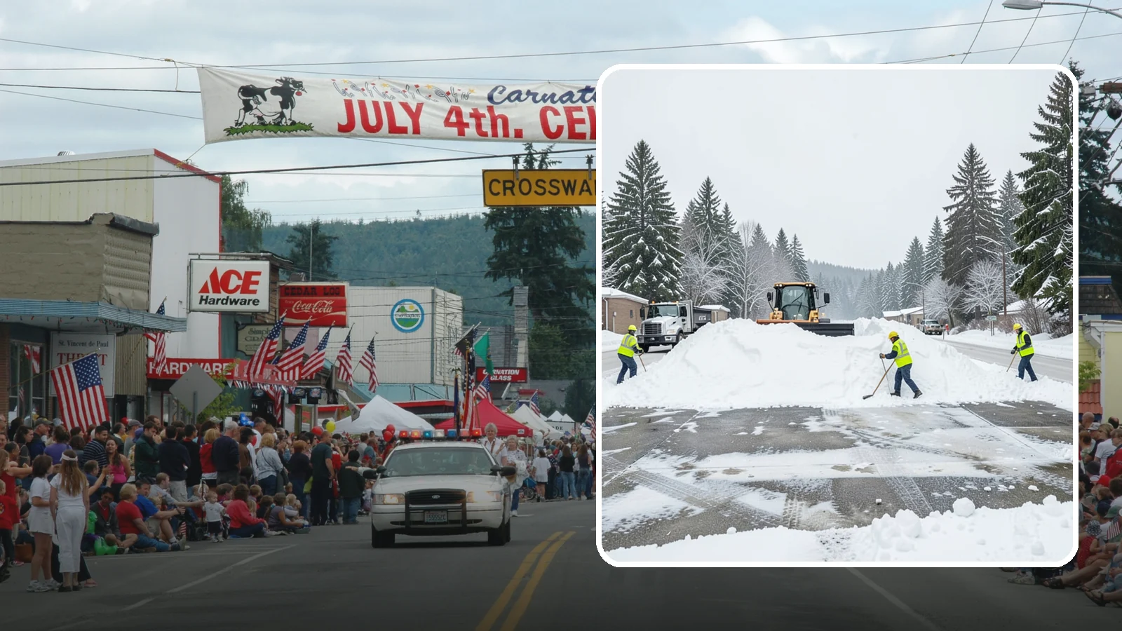 Snow Berm Removal in Carnation, King County, WA - We remove the hard snow berms left along lot edges, curbs, and entrances by repeated plowing.
