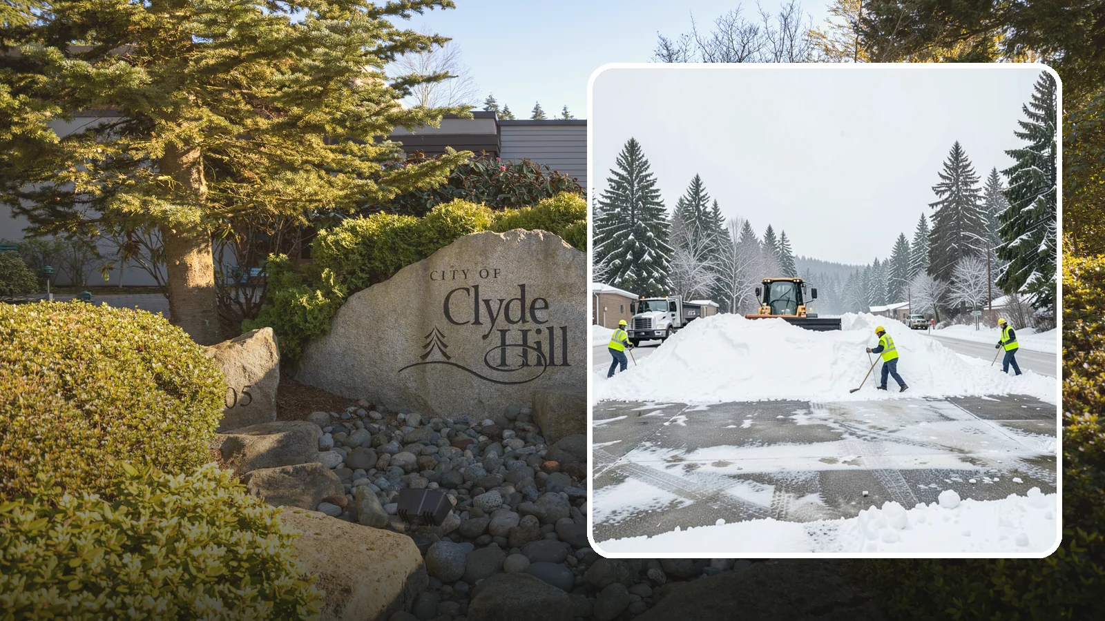 Snow Berm Removal in Clyde Hill, King County, WA - We remove the hard snow berms left along lot edges, curbs, and entrances by repeated plowing.
