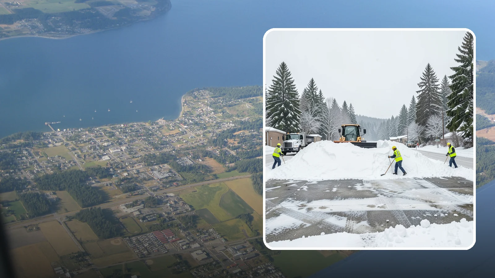 Snow Berm Removal in Coupeville, Island County, WA - We remove the hard snow berms left along lot edges, curbs, and entrances by repeated plowing.