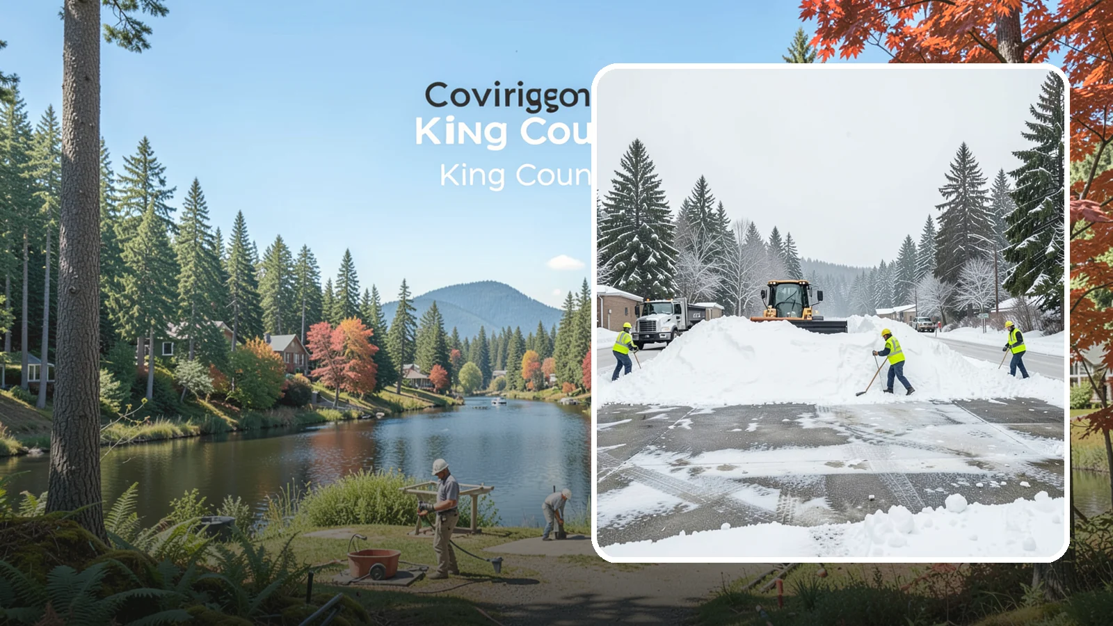 Snow Berm Removal in Covington, King County, WA - We remove the hard snow berms left along lot edges, curbs, and entrances by repeated plowing.