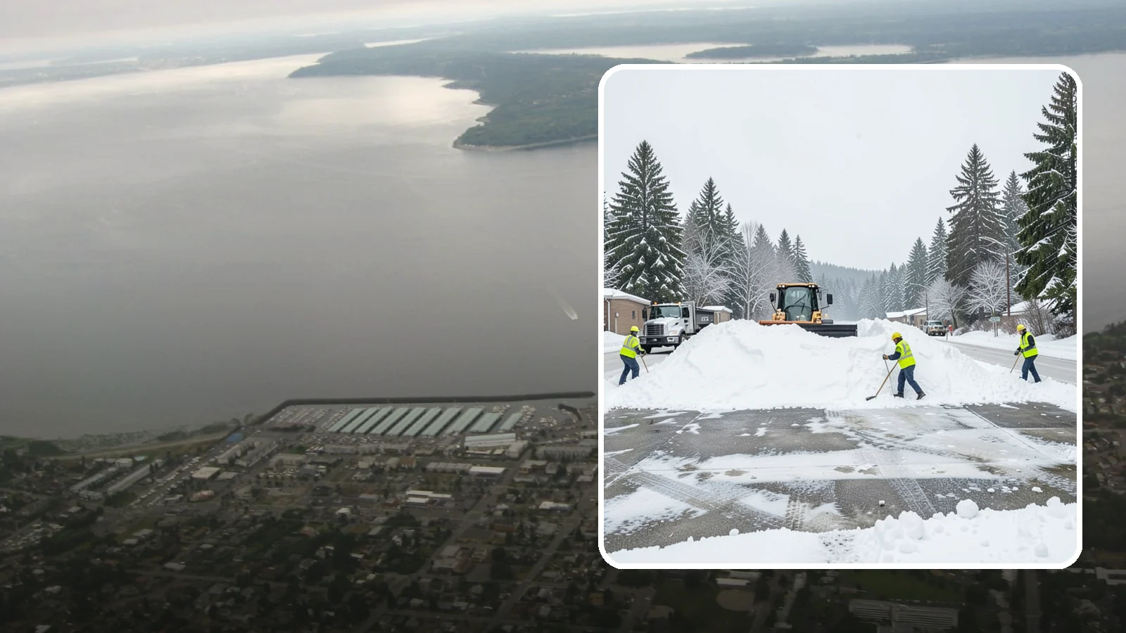 Snow Berm Removal in Des Moines, King County, WA - We remove the hard snow berms left along lot edges, curbs, and entrances by repeated plowing.