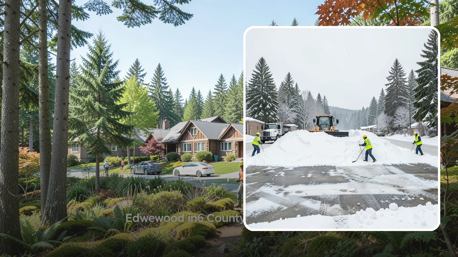 Snow Berm Removal in Edgewood, Pierce County, WA - We remove the hard snow berms left along lot edges, curbs, and entrances by repeated plowing.