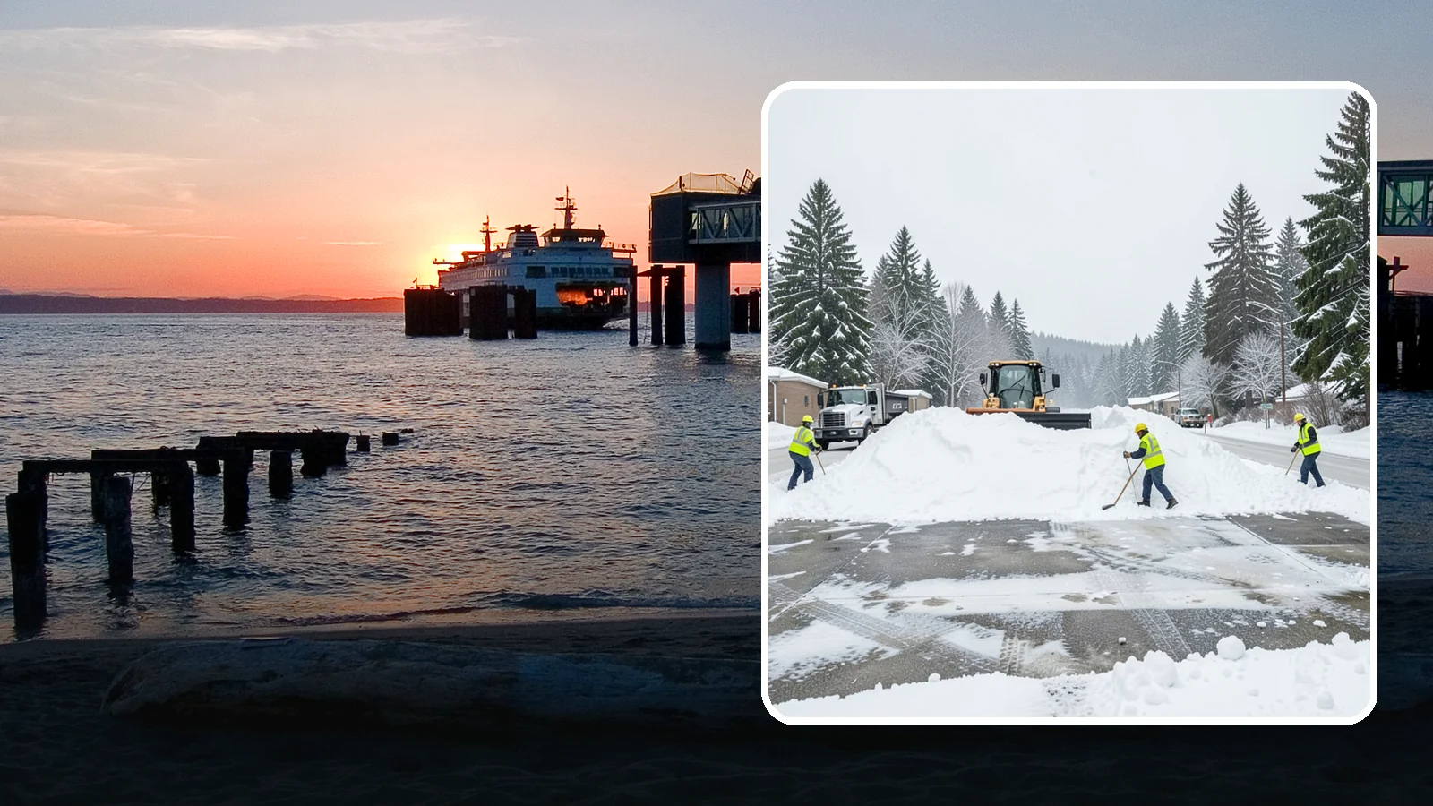 Snow Berm Removal in Edmonds, Snohomish County, WA - We remove the hard snow berms left along lot edges, curbs, and entrances by repeated plowing.