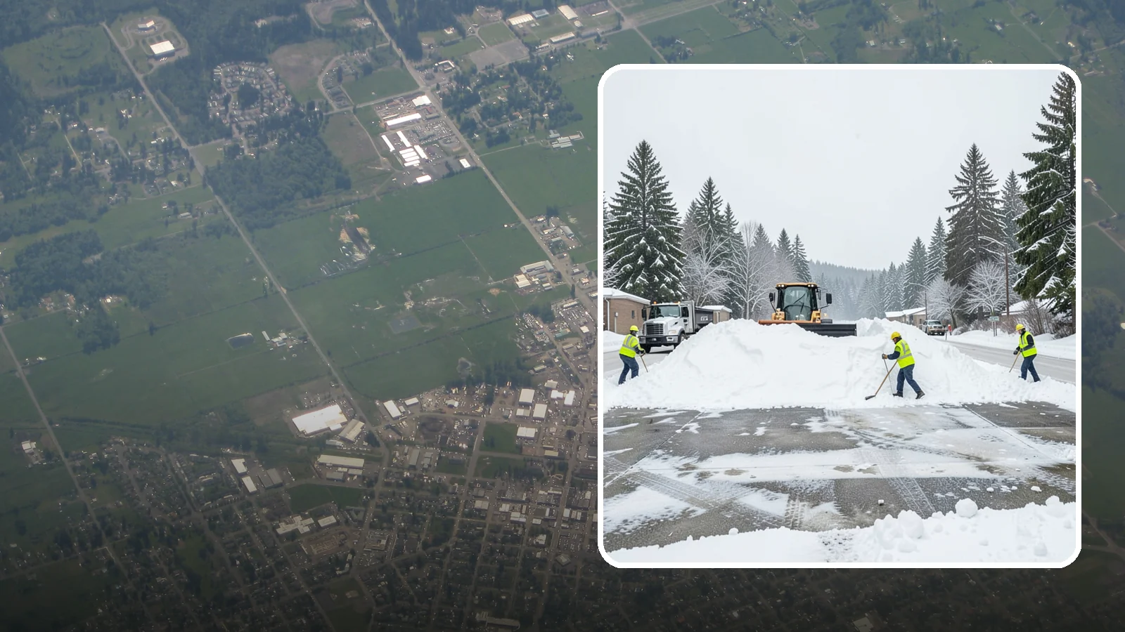 Snow Berm Removal in Enumclaw, King County, WA - We remove the hard snow berms left along lot edges, curbs, and entrances by repeated plowing.
