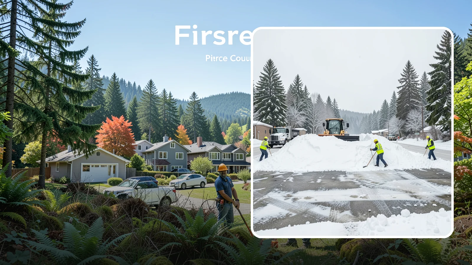 Snow Berm Removal in Fircrest, Pierce County, WA - We remove the hard snow berms left along lot edges, curbs, and entrances by repeated plowing.