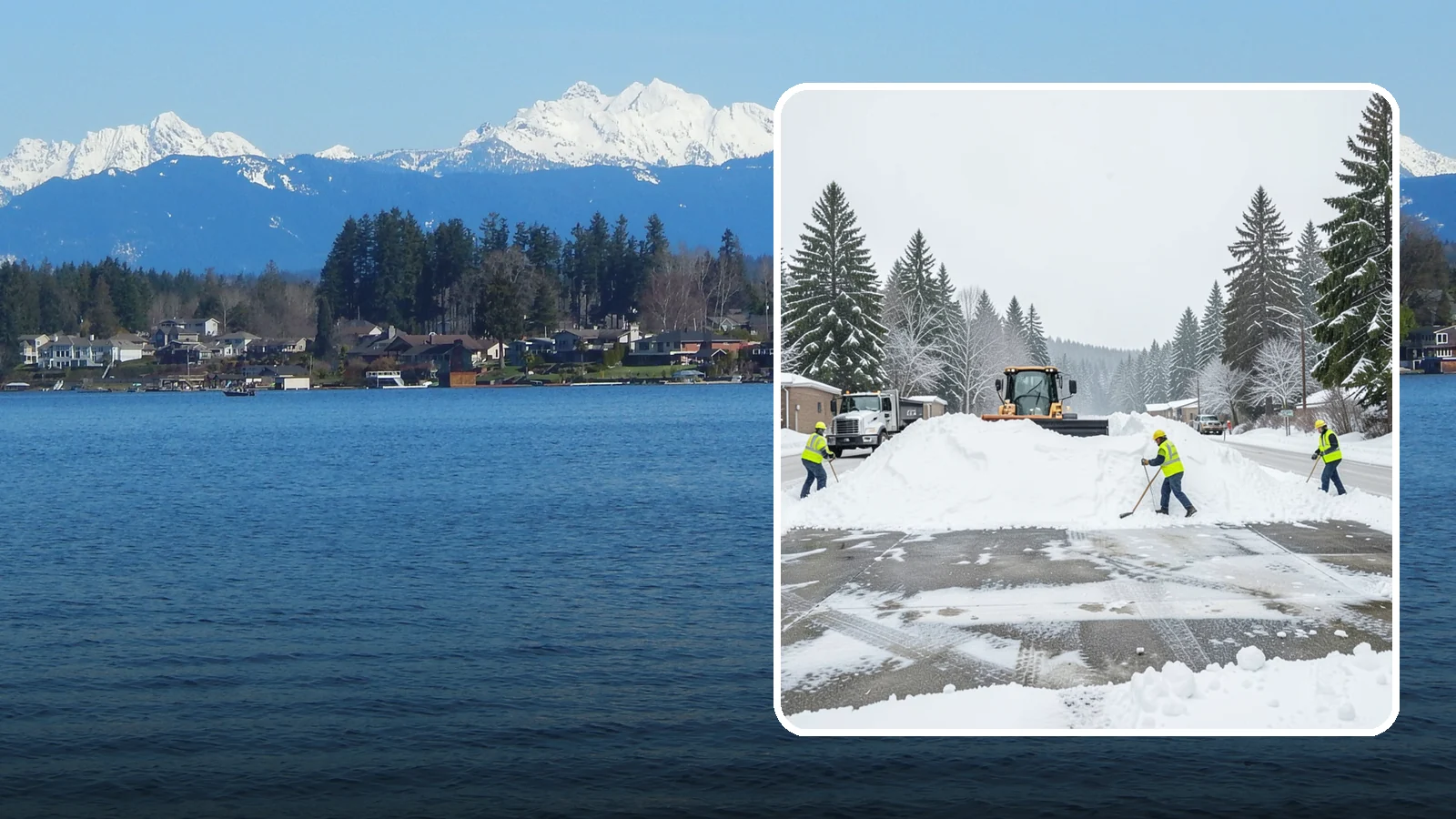 Snow Berm Removal in Lake Stevens, Snohomish County, WA - We remove the hard snow berms left along lot edges, curbs, and entrances by repeated plowing.