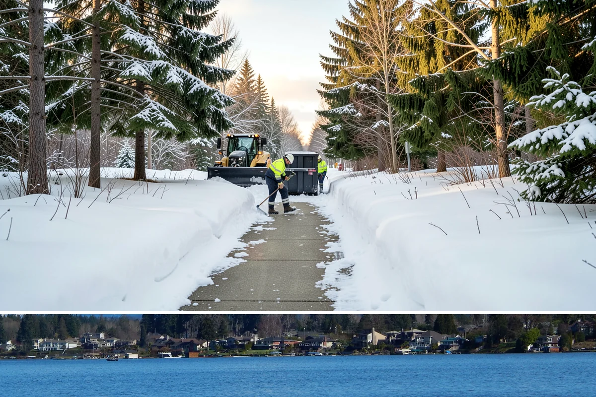 Snow Berm Removal in Lake Stevens, Snohomish County, WA - Snow berm removal is needed later in winter once repeated plowing has compacted edge piles into hardened ridges.