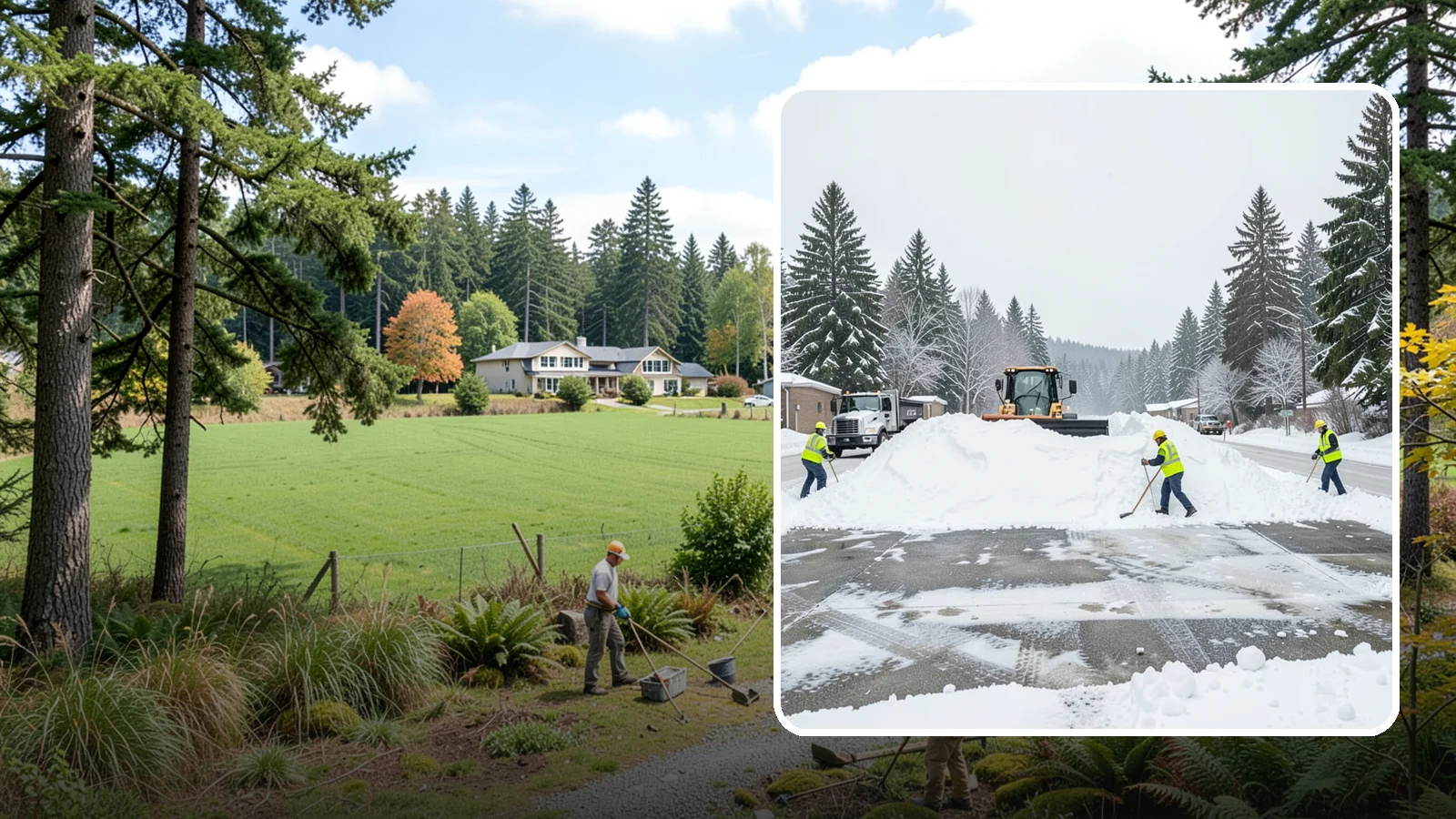 Snow Berm Removal in Lyman, Skagit County, WA - We remove the hard snow berms left along lot edges, curbs, and entrances by repeated plowing.
