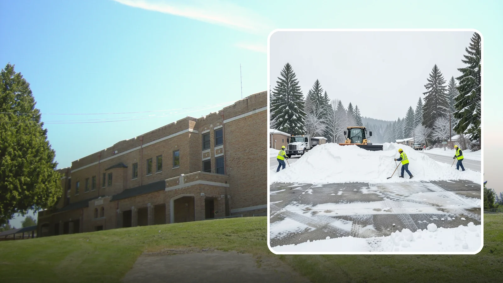 Snow Berm Removal in Maple Valley, King County, WA - We remove the hard snow berms left along lot edges, curbs, and entrances by repeated plowing.