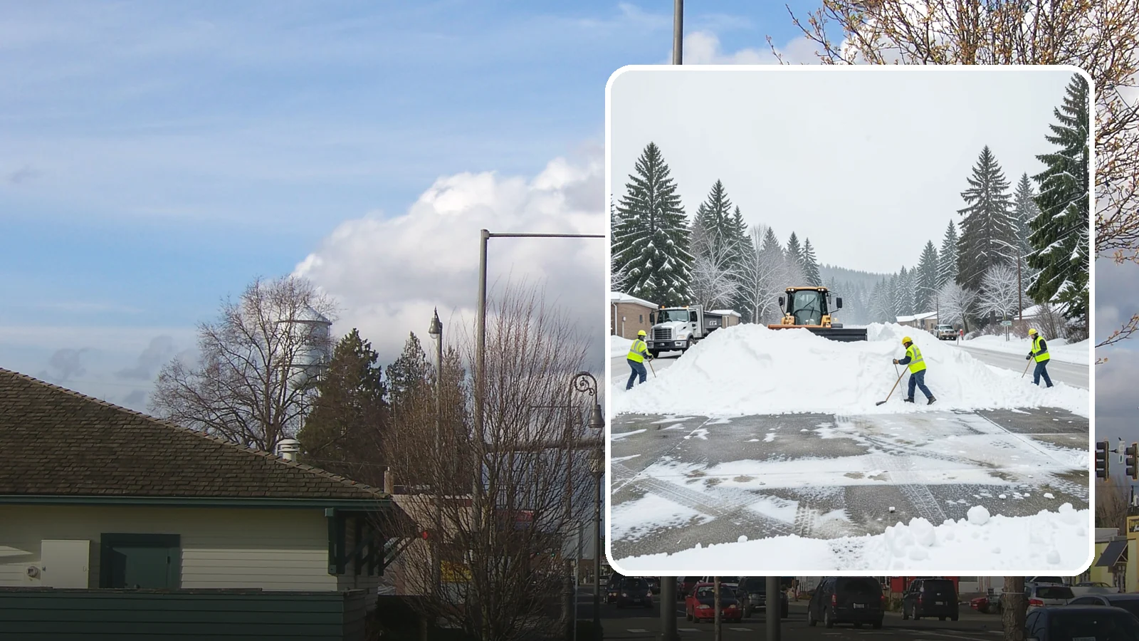 Snow Berm Removal in Marysville, Snohomish County, WA - We remove the hard snow berms left along lot edges, curbs, and entrances by repeated plowing.