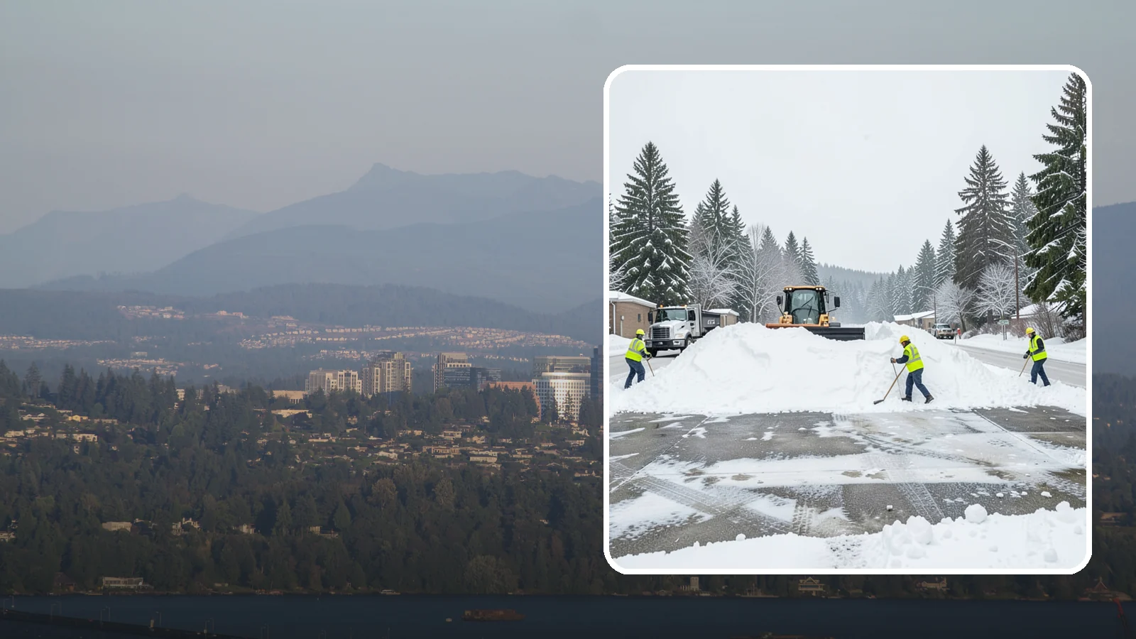 Snow Berm Removal in Medina, King County, WA - We remove the hard snow berms left along lot edges, curbs, and entrances by repeated plowing.