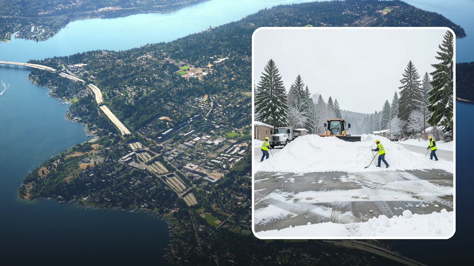 Snow Berm Removal in Mercer Island, King County, WA - We remove the hard snow berms left along lot edges, curbs, and entrances by repeated plowing.