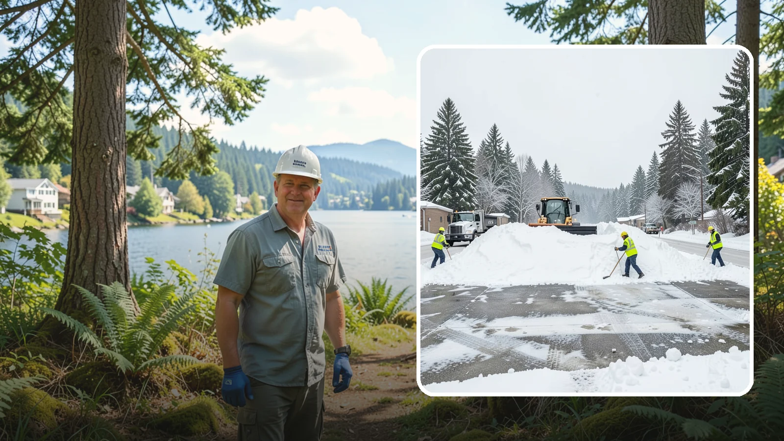 Snow Berm Removal in Milton, King County, WA - We remove the hard snow berms left along lot edges, curbs, and entrances by repeated plowing.