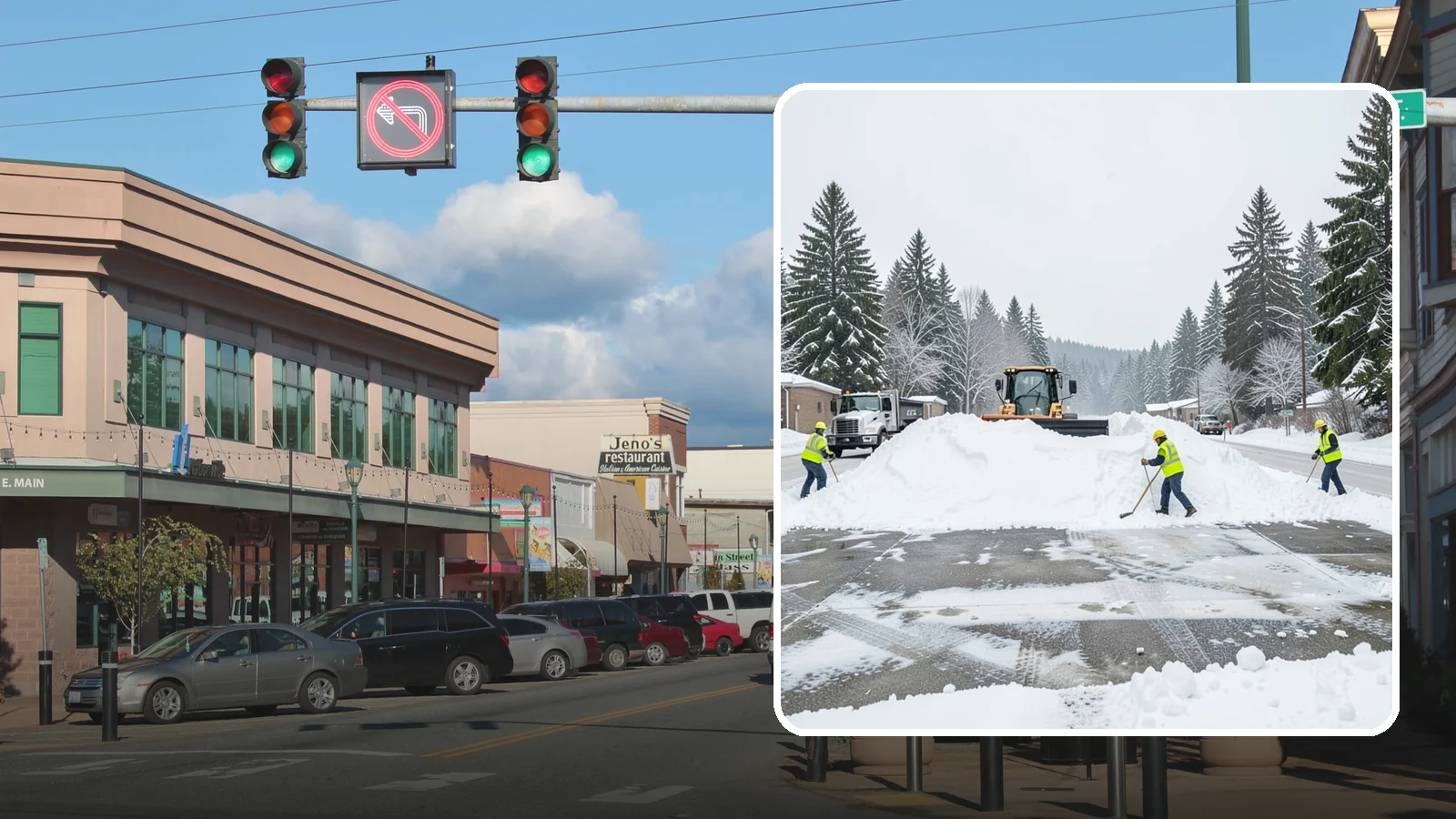 Snow Berm Removal in Monroe, Snohomish County, WA - We remove the hard snow berms left along lot edges, curbs, and entrances by repeated plowing.