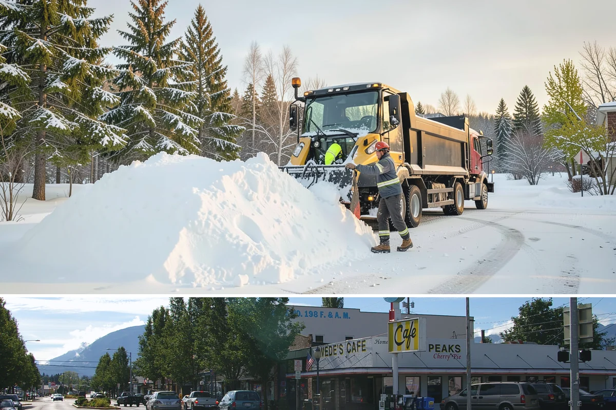 Snow Berm Removal in North Bend, King County, WA - Snow berm removal is needed later in winter once repeated plowing has compacted edge piles into hardened ridges.