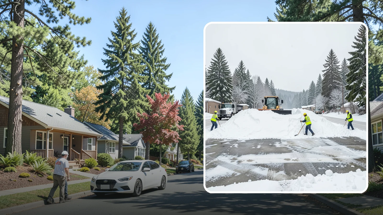 Snow Berm Removal in Orting, Pierce County, WA - We remove the hard snow berms left along lot edges, curbs, and entrances by repeated plowing.