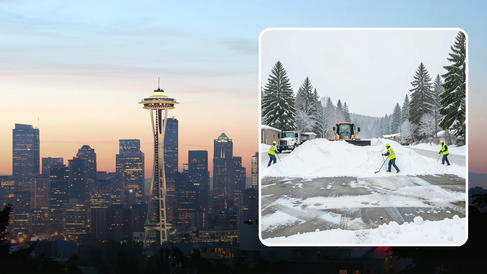 Snow Berm Removal in Seattle, King County, WA - We remove the hard snow berms left along lot edges, curbs, and entrances by repeated plowing.
