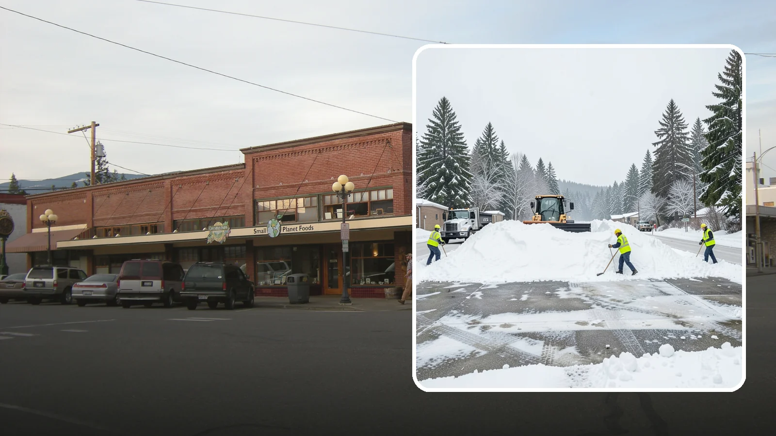 Snow Berm Removal in Sedro-Woolley, Skagit County, WA - We remove the hard snow berms left along lot edges, curbs, and entrances by repeated plowing.