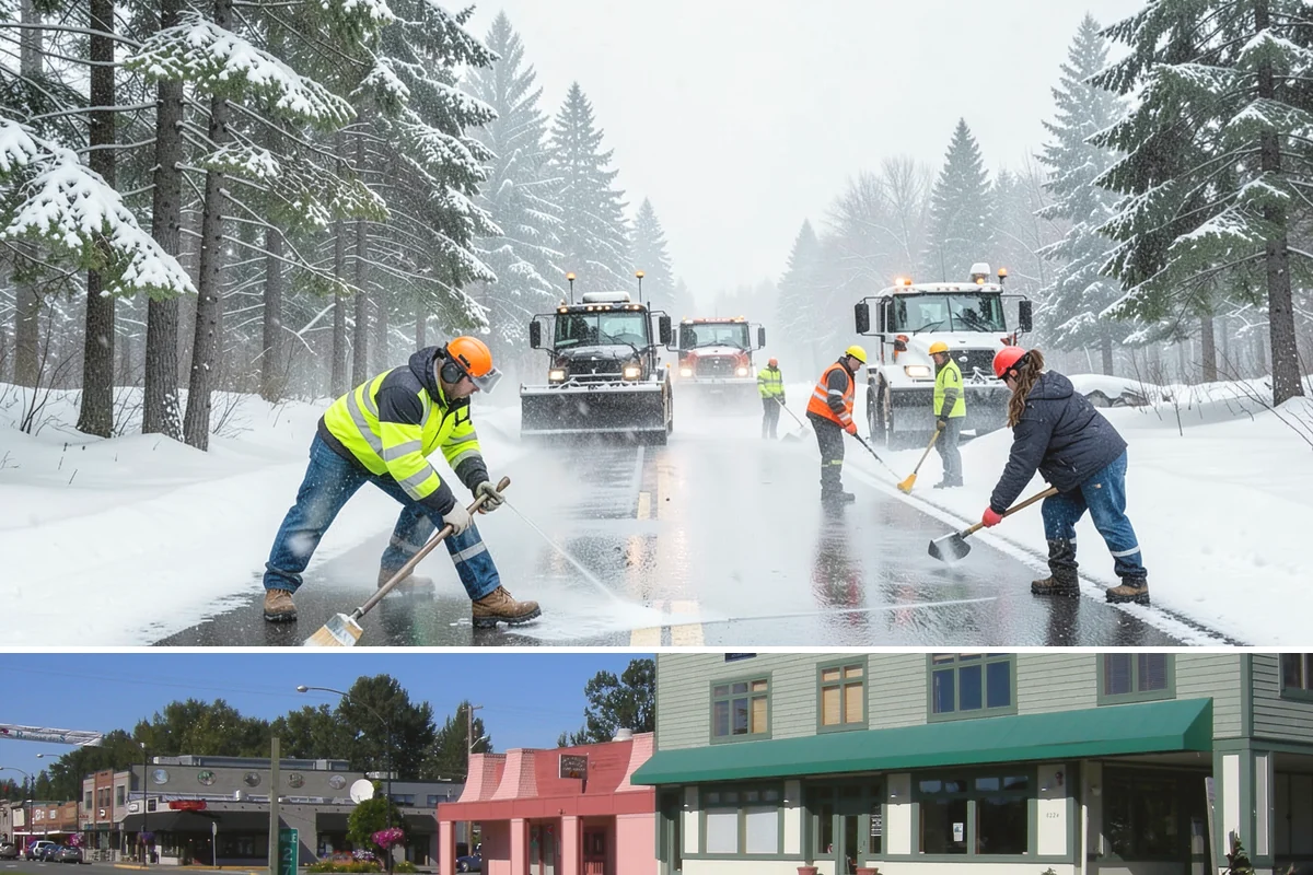Snow Berm Removal in Snoqualmie, King County, WA - Snow berm removal is needed later in winter once repeated plowing has compacted edge piles into hardened ridges.