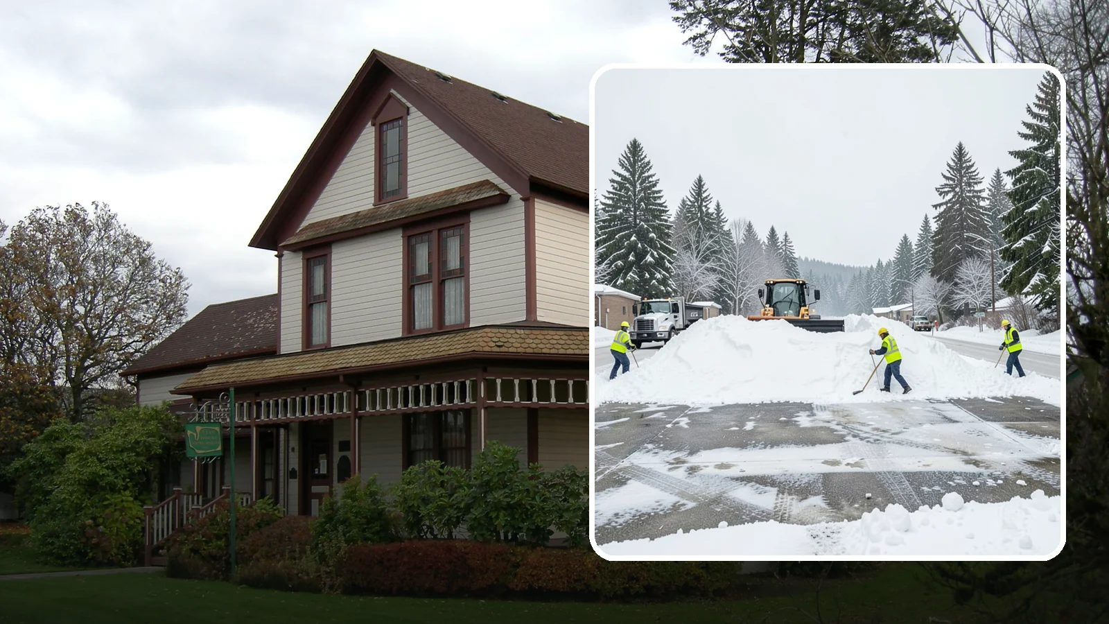 Snow Berm Removal in Sumner, Pierce County, WA - We remove the hard snow berms left along lot edges, curbs, and entrances by repeated plowing.