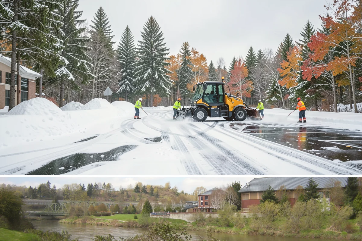 Snow Berm Removal in Tukwila, King County, WA - Snow berm removal is needed later in winter once repeated plowing has compacted edge piles into hardened ridges.