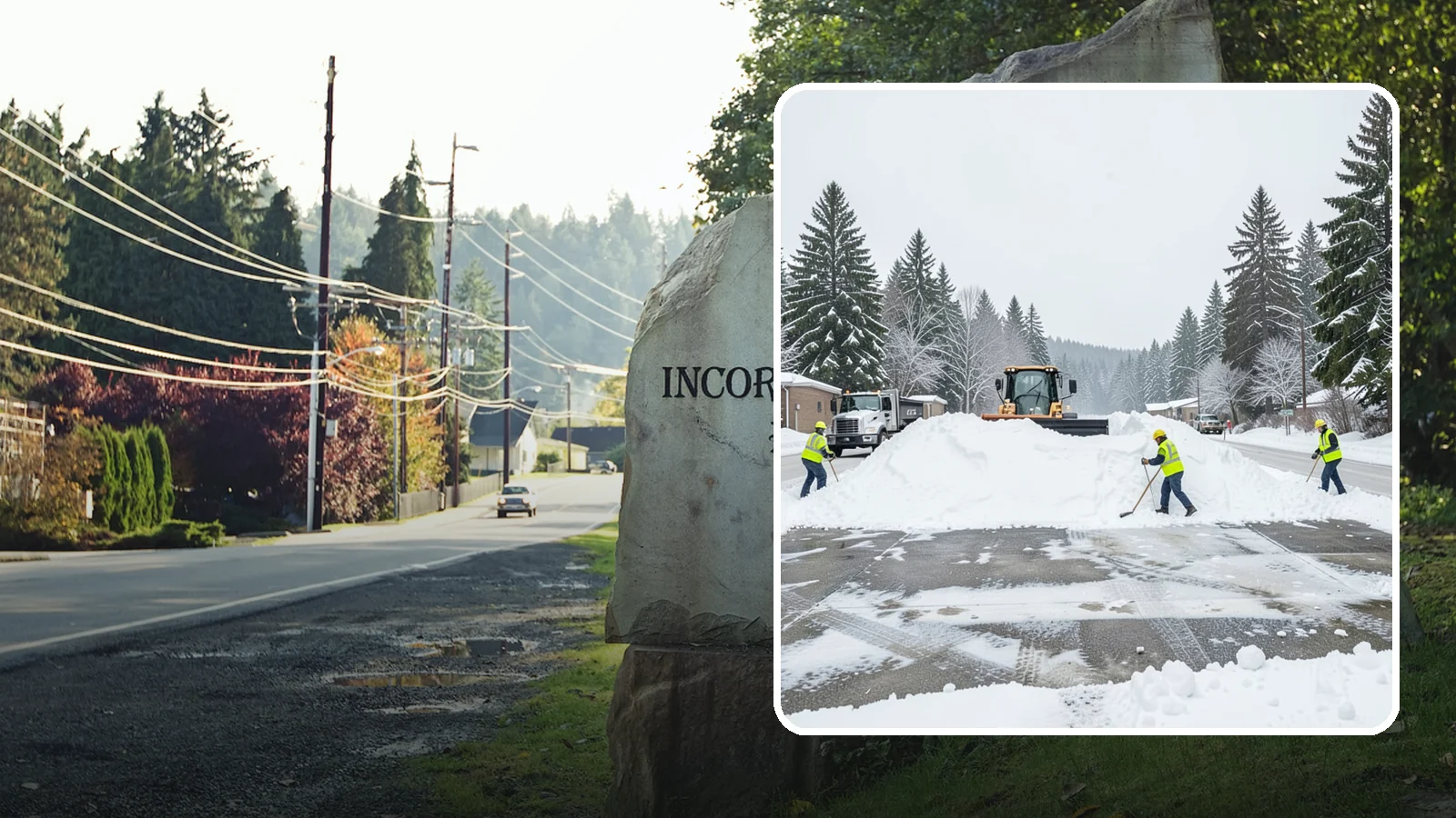 Snow Berm Removal in Wilkeson, Pierce County, WA - We remove the hard snow berms left along lot edges, curbs, and entrances by repeated plowing.
