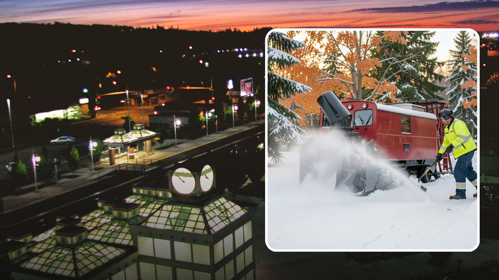 Snow Blower Service in Auburn, King County, WA - Our commercial snow blowers throw snow well clear of walkways, drives, and entries for a clean finish.