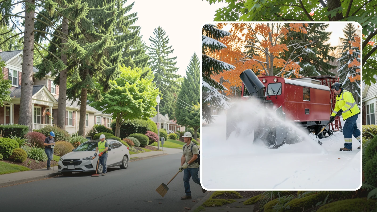 Snow Blower Service in Beaux Arts Village, King County, WA - Our commercial snow blowers throw snow well clear of walkways, drives, and entries for a clean finish.