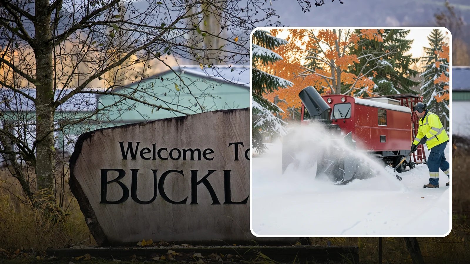 Snow Blower Service in Buckley, Pierce County, WA - Our commercial snow blowers throw snow well clear of walkways, drives, and entries for a clean finish.