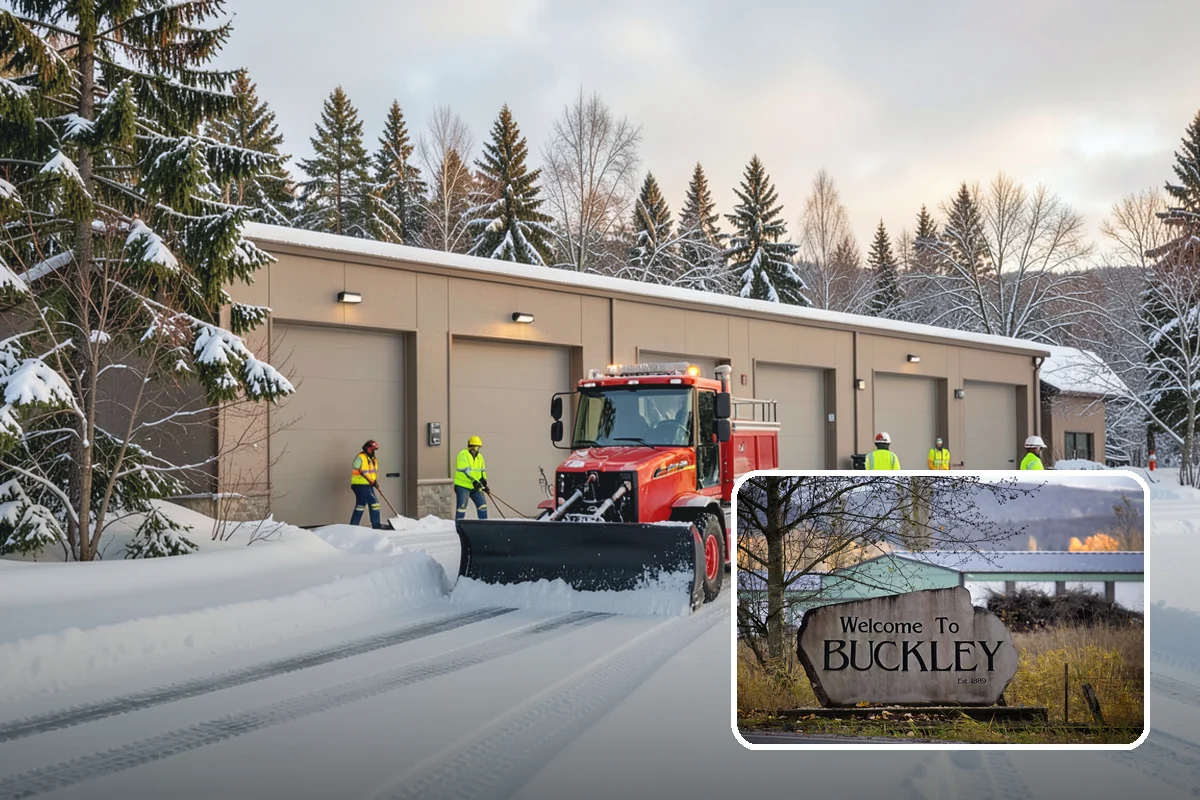Snow Blower Service in Buckley, Pierce County, WA - Snow cast clear of the surface, not piled