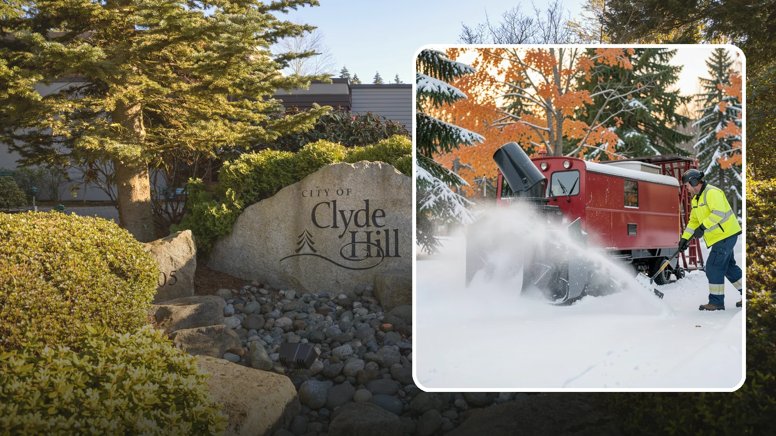Snow Blower Service in Clyde Hill, King County, WA - Our commercial snow blowers throw snow well clear of walkways, drives, and entries for a clean finish.